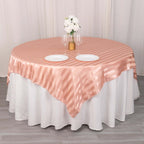 Satin 72"x72" Table Overlay Square Tablecloth Dusty Rose - Stripe Table Topper - Bell Racket Store