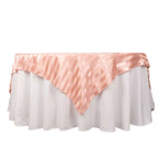 Satin 72"x72" Table Overlay Square Tablecloth Dusty Rose - Stripe Table Topper - Bell Racket Store