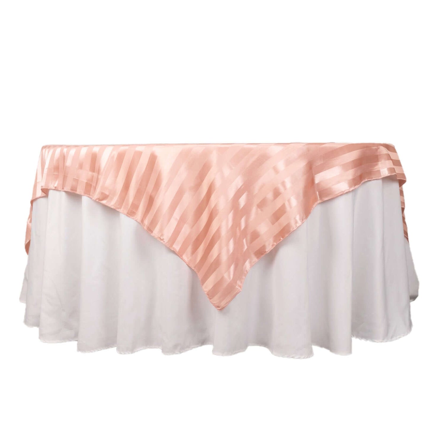 Satin 72"x72" Table Overlay Square Tablecloth Dusty Rose - Stripe Table Topper - Bell Racket Store