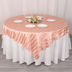 Satin 72"x72" Table Overlay Square Tablecloth Dusty Rose - Stripe Table Topper - Bell Racket Store