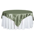 Satin 72"x72" Table Overlay Square Tablecloth Dusty Sage Green - Smooth Finish Table Cover
