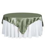 Satin 72"x72" Table Overlay Square Tablecloth Dusty Sage Green - Smooth Finish Table Cover