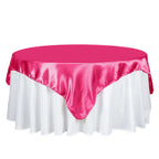 Satin 72"x72" Table Overlay Square Tablecloth Fuchsia - Smooth Finish Table Cover