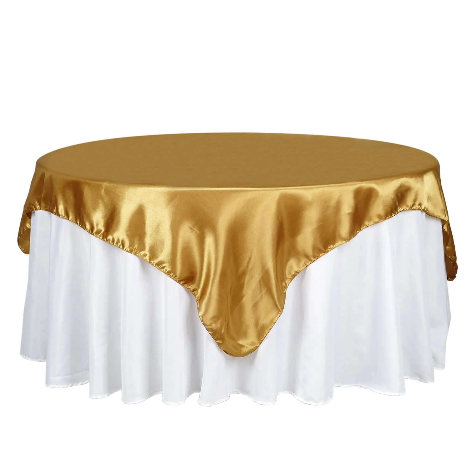 Satin 72"x72" Table Overlay Square Tablecloth Gold - Smooth Finish for Luxurious Events - NestOCart
