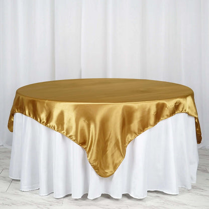 Satin 72"x72" Table Overlay Square Tablecloth Gold - Smooth Finish for Luxurious Events - NestOCart