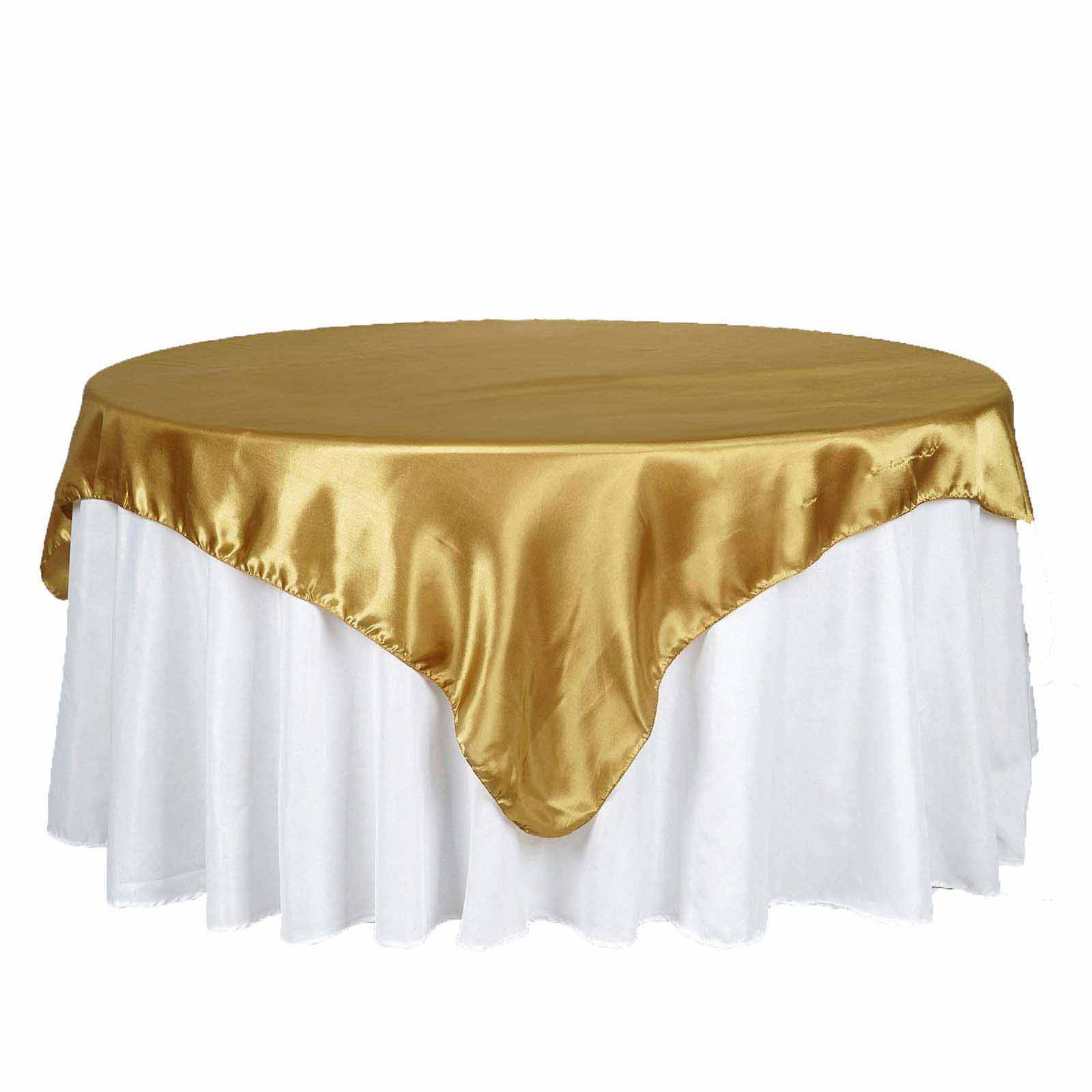 Satin 72"x72" Table Overlay Square Tablecloth Gold - Smooth Finish for Luxurious Events - NestOCart
