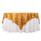 Satin 72"x72" Table Overlay Square Tablecloth Gold - Stripe Table Topper - Bell Racket Store
