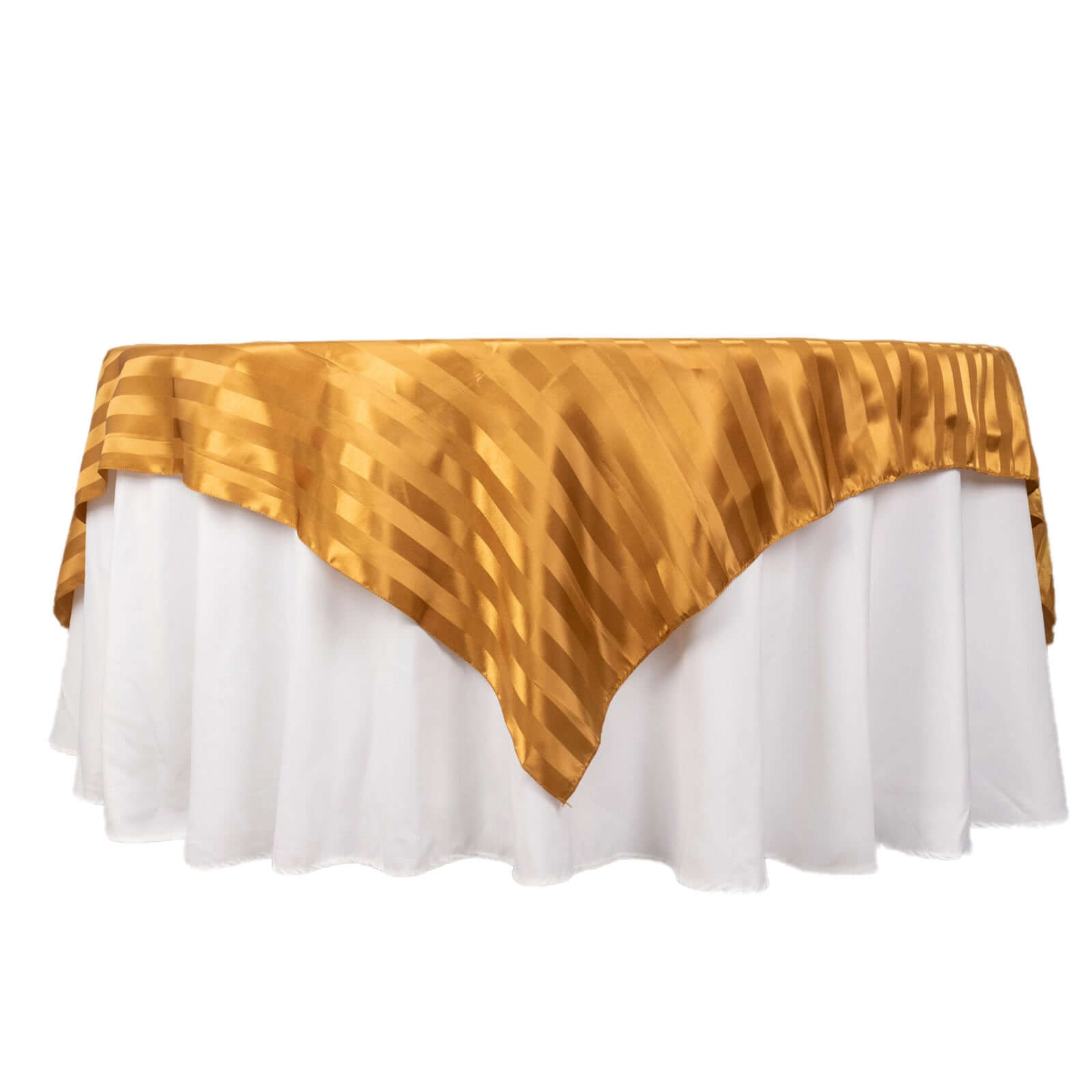 Satin 72"x72" Table Overlay Square Tablecloth Gold - Stripe Table Topper - Bell Racket Store