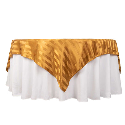 Satin 72"x72" Table Overlay Square Tablecloth Gold - Stripe Table Topper - Bell Racket Store