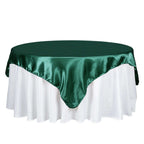 Satin 72"x72" Table Overlay Square Tablecloth Hunter Emerald Green - Smooth Finish Table Cover