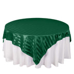 Satin 72"x72" Table Overlay Square Tablecloth Hunter Emerald Green - Stripe Table Topper - Bell Racket Store