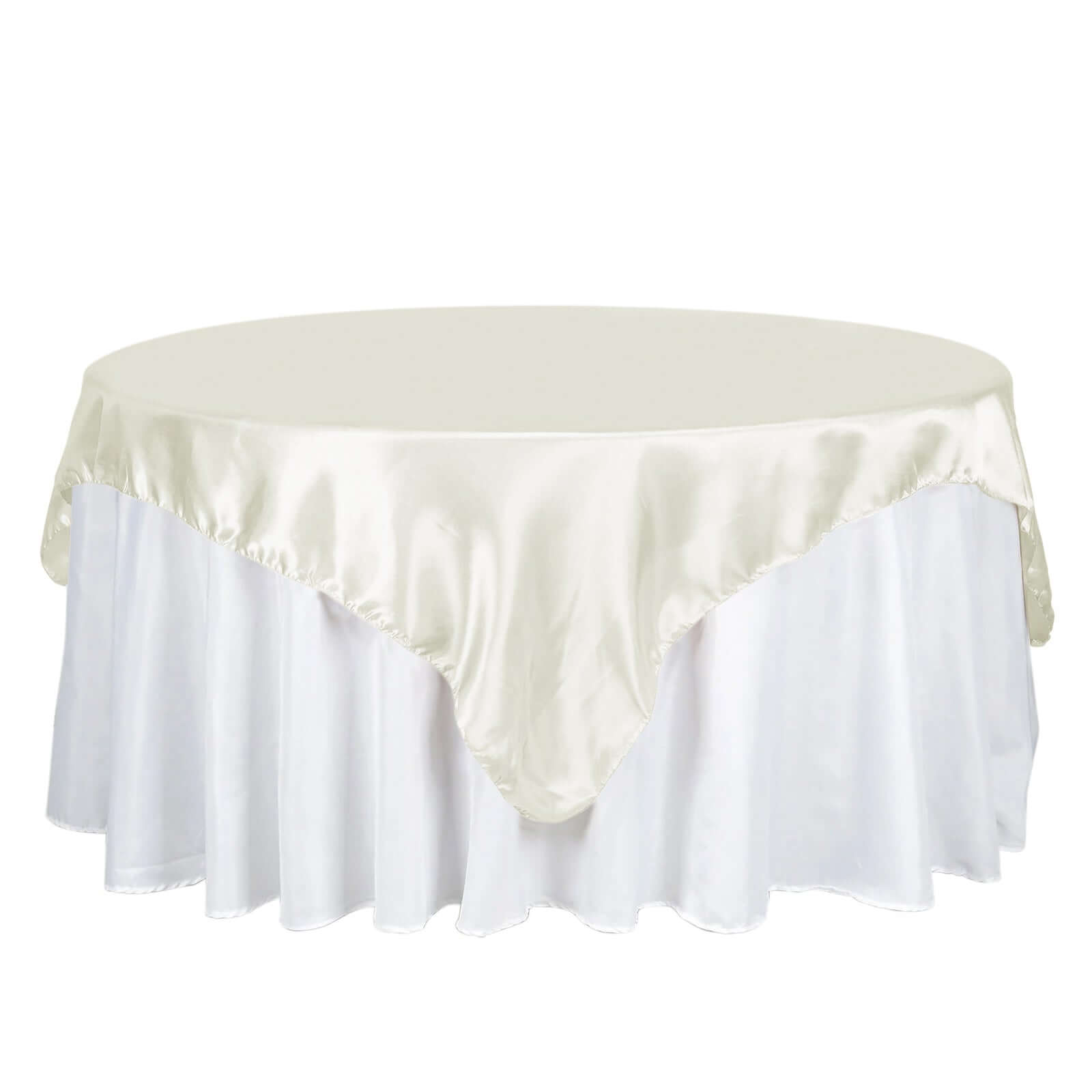 Satin 72"x72" Table Overlay Square Tablecloth Ivory - Smooth Finish Table Cover - NestOCart