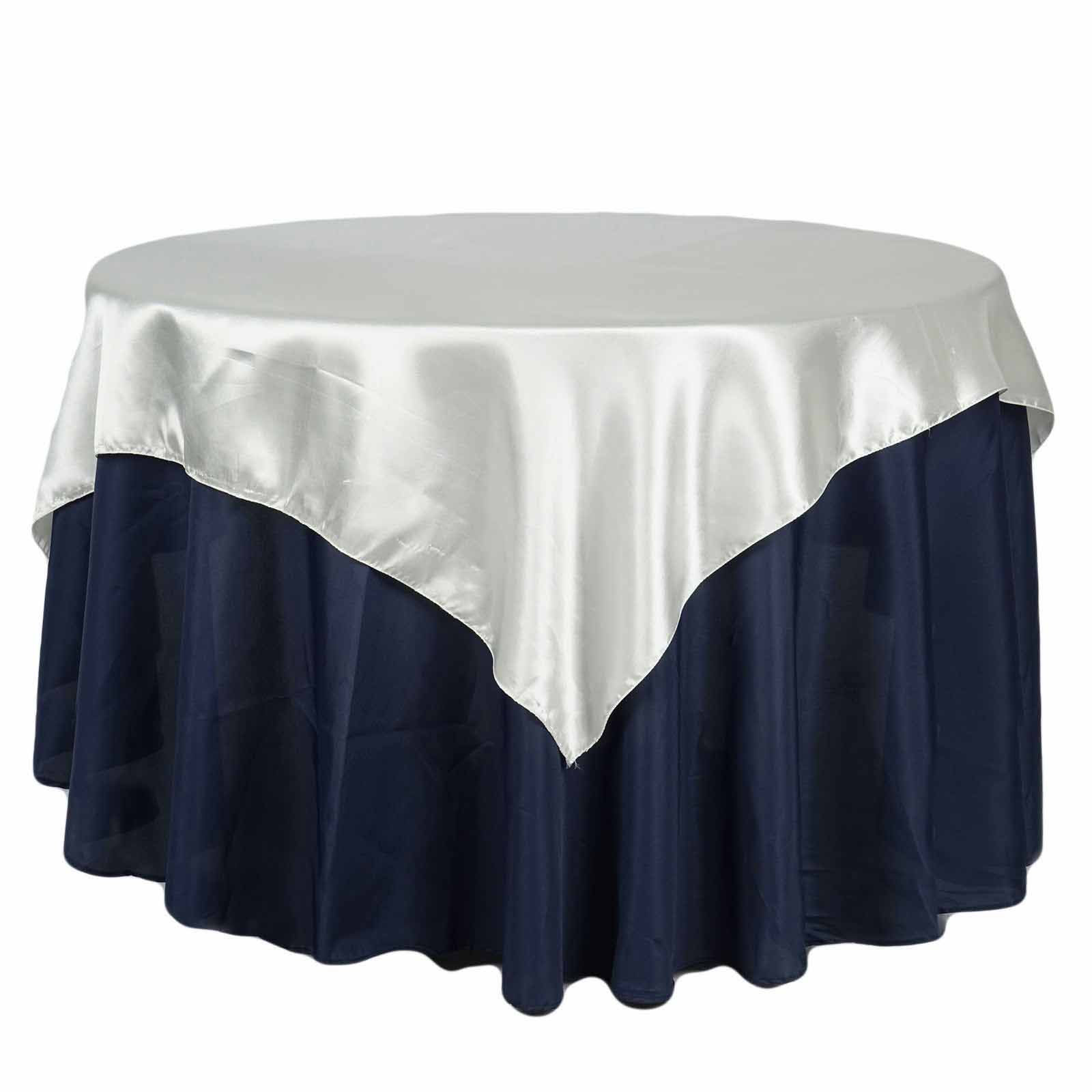 Satin 72"x72" Table Overlay Square Tablecloth Ivory - Smooth Finish Table Cover - NestOCart