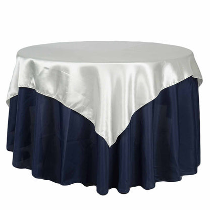 Satin 72"x72" Table Overlay Square Tablecloth Ivory - Smooth Finish Table Cover - NestOCart