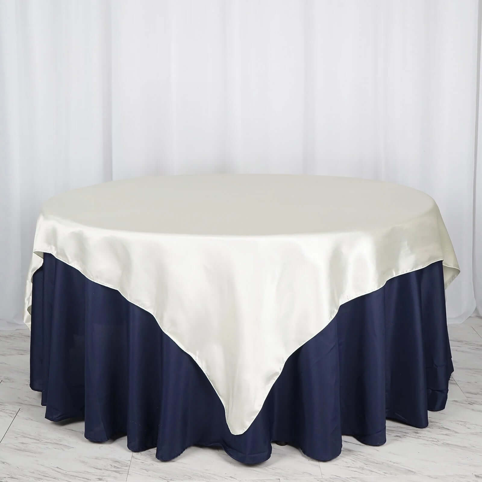Satin 72"x72" Table Overlay Square Tablecloth Ivory - Smooth Finish Table Cover - NestOCart
