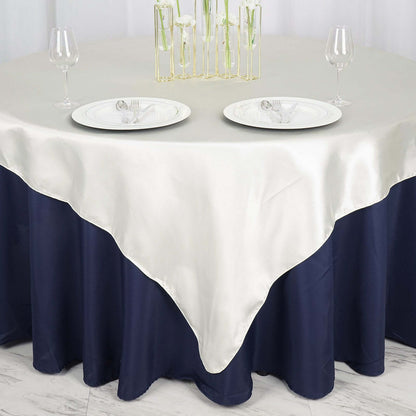 Satin 72"x72" Table Overlay Square Tablecloth Ivory - Smooth Finish Table Cover - NestOCart