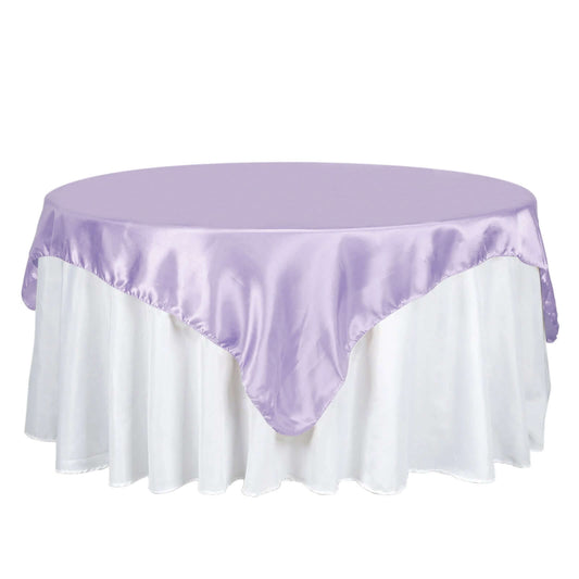 Satin 72"x72" Table Overlay Square Tablecloth Lavender Lilac - Smooth Finish Table Cover - NestOCart