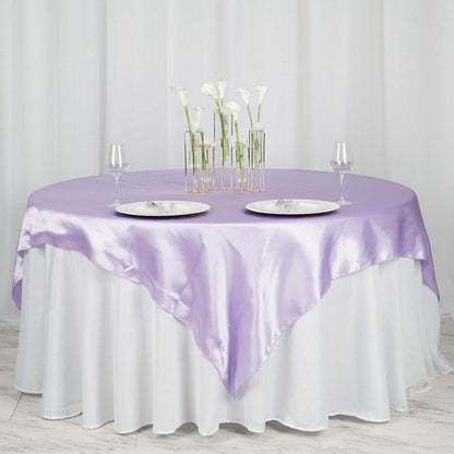 Satin 72"x72" Table Overlay Square Tablecloth Lavender Lilac - Smooth Finish Table Cover - NestOCart