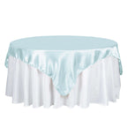 Satin 72"x72" Table Overlay Square Tablecloth Light Blue - Smooth Finish Table Cover
