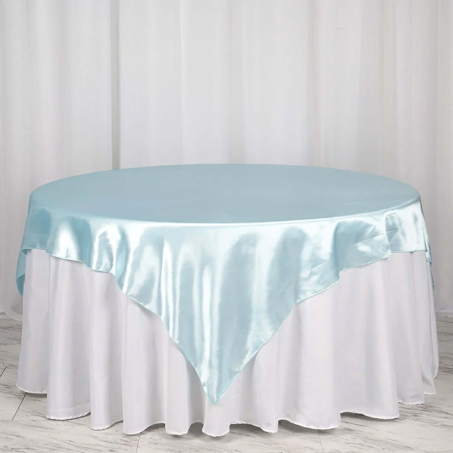 Satin 72"x72" Table Overlay Square Tablecloth Light Blue - Smooth Finish Table Cover - NestOCart