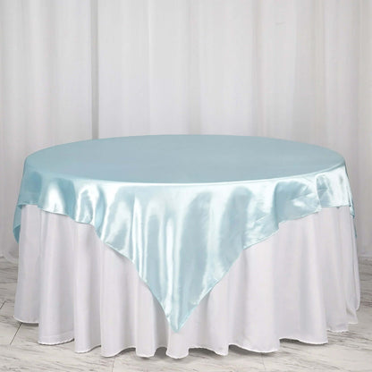 Satin 72"x72" Table Overlay Square Tablecloth Light Blue - Smooth Finish Table Cover - NestOCart