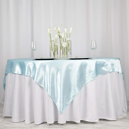 Satin 72"x72" Table Overlay Square Tablecloth Light Blue - Smooth Finish Table Cover - NestOCart