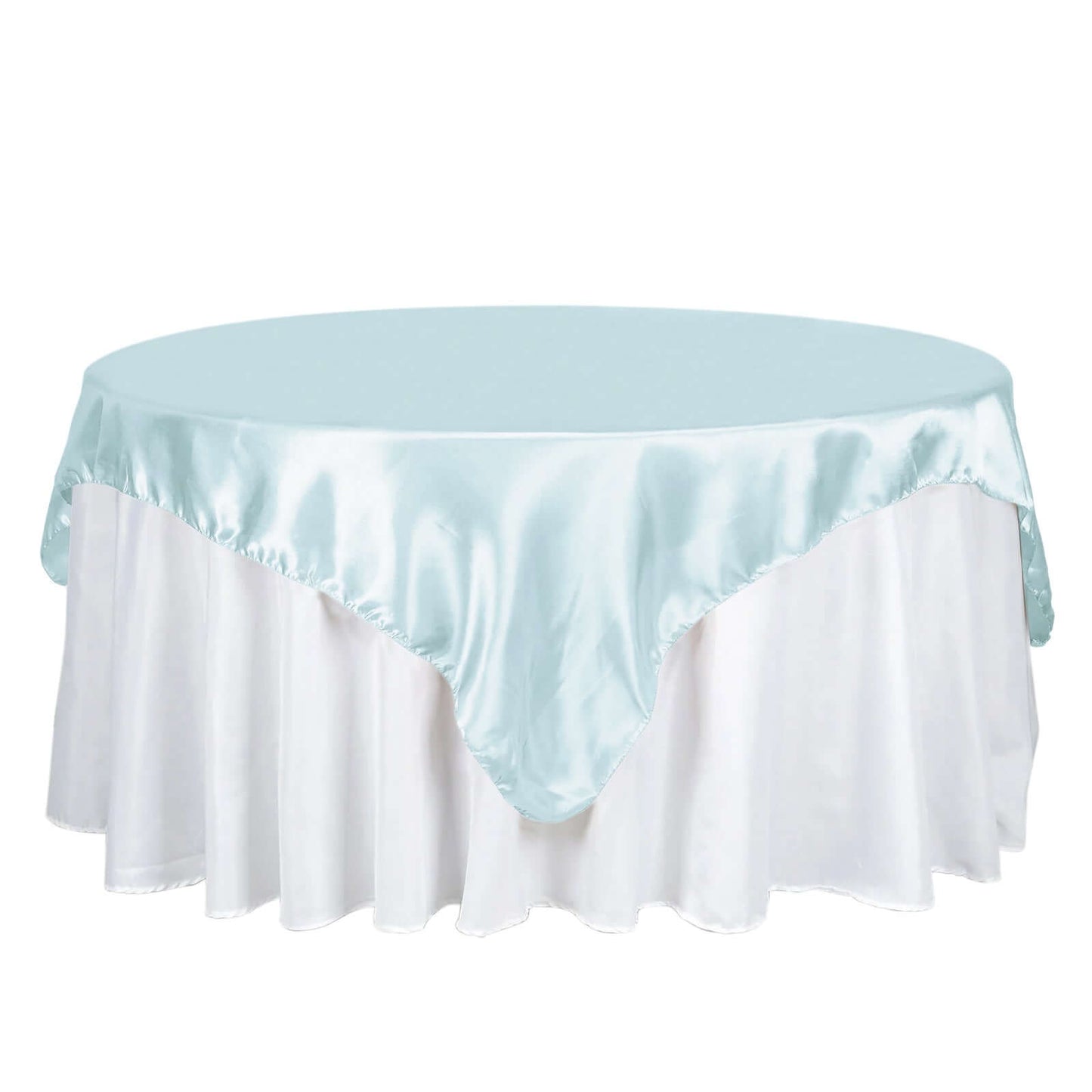 Satin 72"x72" Table Overlay Square Tablecloth Light Blue - Smooth Finish Table Cover - NestOCart