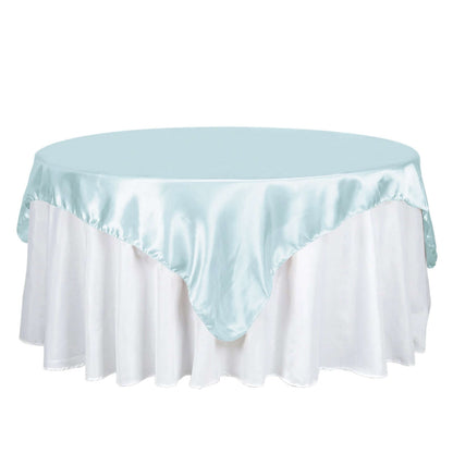 Satin 72"x72" Table Overlay Square Tablecloth Light Blue - Smooth Finish Table Cover - NestOCart