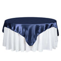 Satin 72"x72" Table Overlay Square Tablecloth Navy Blue - Smooth Finish Table Cover