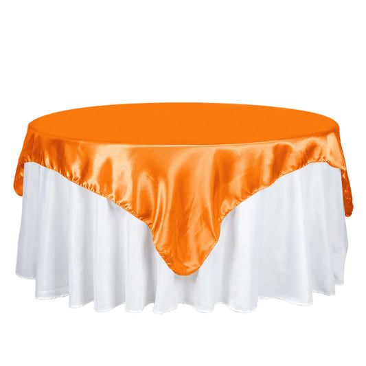 Satin 72"x72" Table Overlay Square Tablecloth Orange - Smooth Finish Table Cover - NestOCart