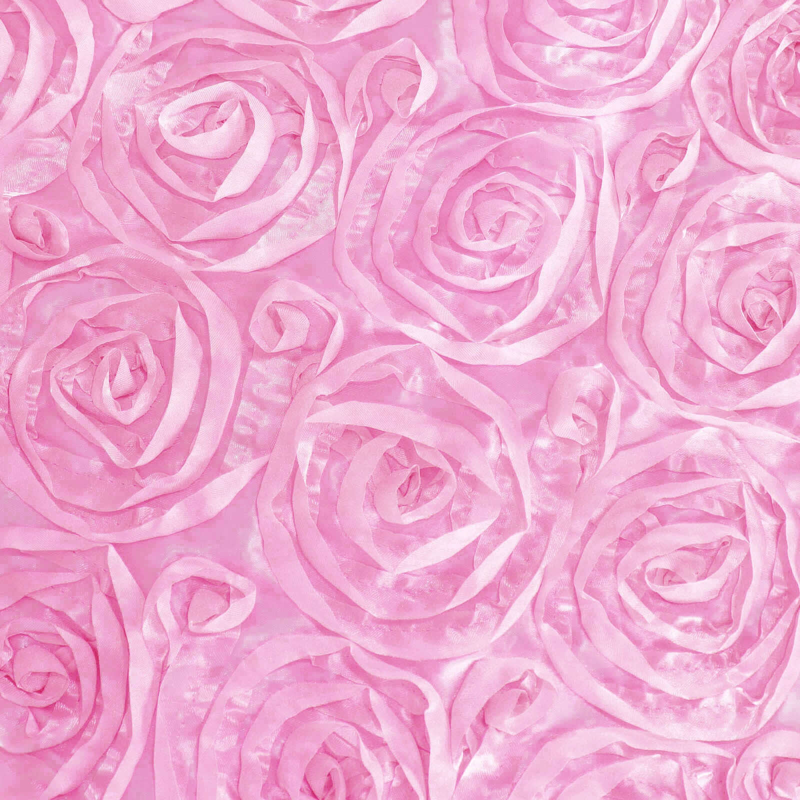 Satin 72"x72" Table Overlay Square Tablecloth Pink - 3D Rosette Table Cover - NestOCart