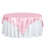 Satin 72"x72" Table Overlay Square Tablecloth Pink - Smooth Finish Table Cover