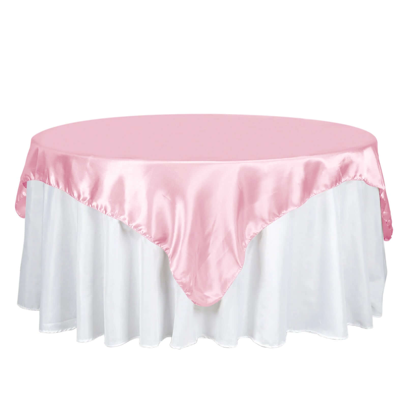 Satin 72"x72" Table Overlay Square Tablecloth Pink - Smooth Finish Table Cover