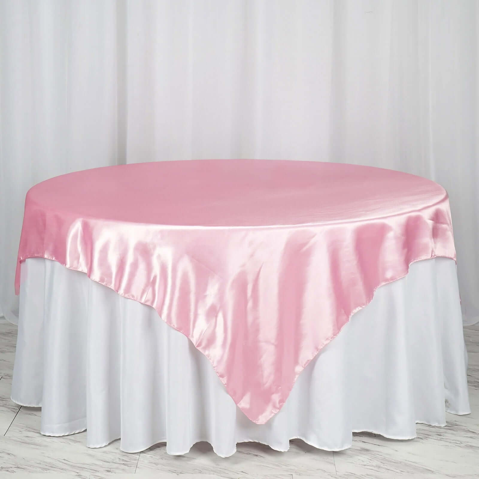 Satin 72"x72" Table Overlay Square Tablecloth Pink - Smooth Finish Table Cover - NestOCart