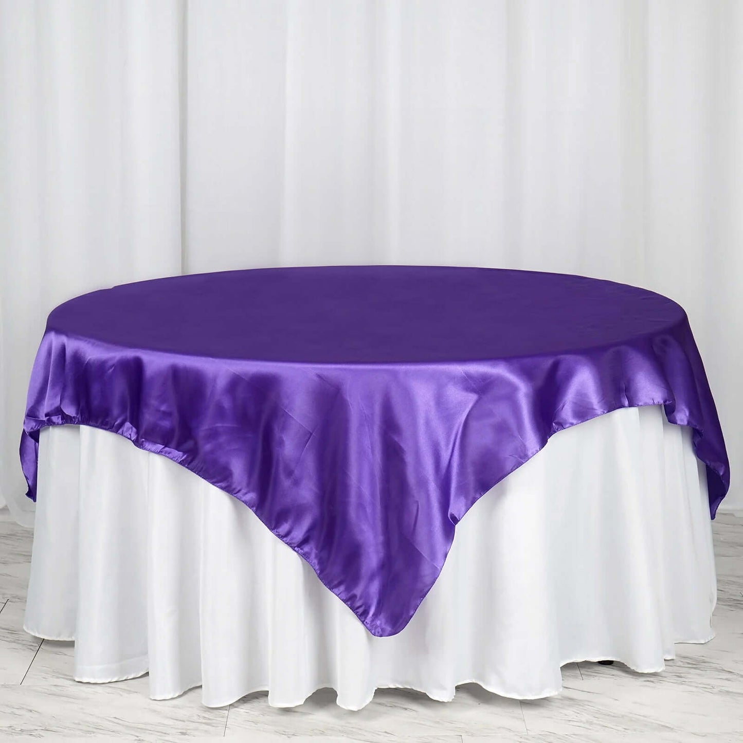Satin 72"x72" Table Overlay Square Tablecloth Purple - Smooth Finish Table Cover - NestOCart