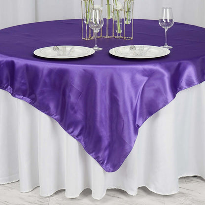 Satin 72"x72" Table Overlay Square Tablecloth Purple - Smooth Finish Table Cover - NestOCart