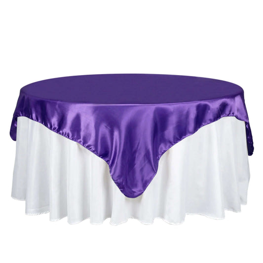 Satin 72"x72" Table Overlay Square Tablecloth Purple - Smooth Finish Table Cover - NestOCart