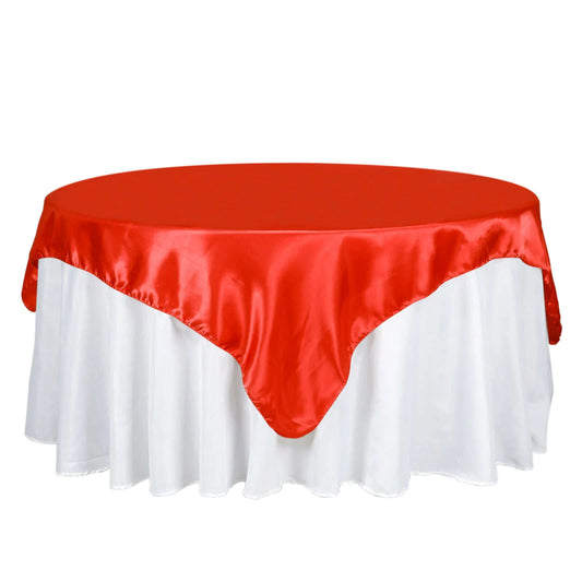 Satin 72"x72" Table Overlay Square Tablecloth Red - Smooth Finish Table Cover - NestOCart