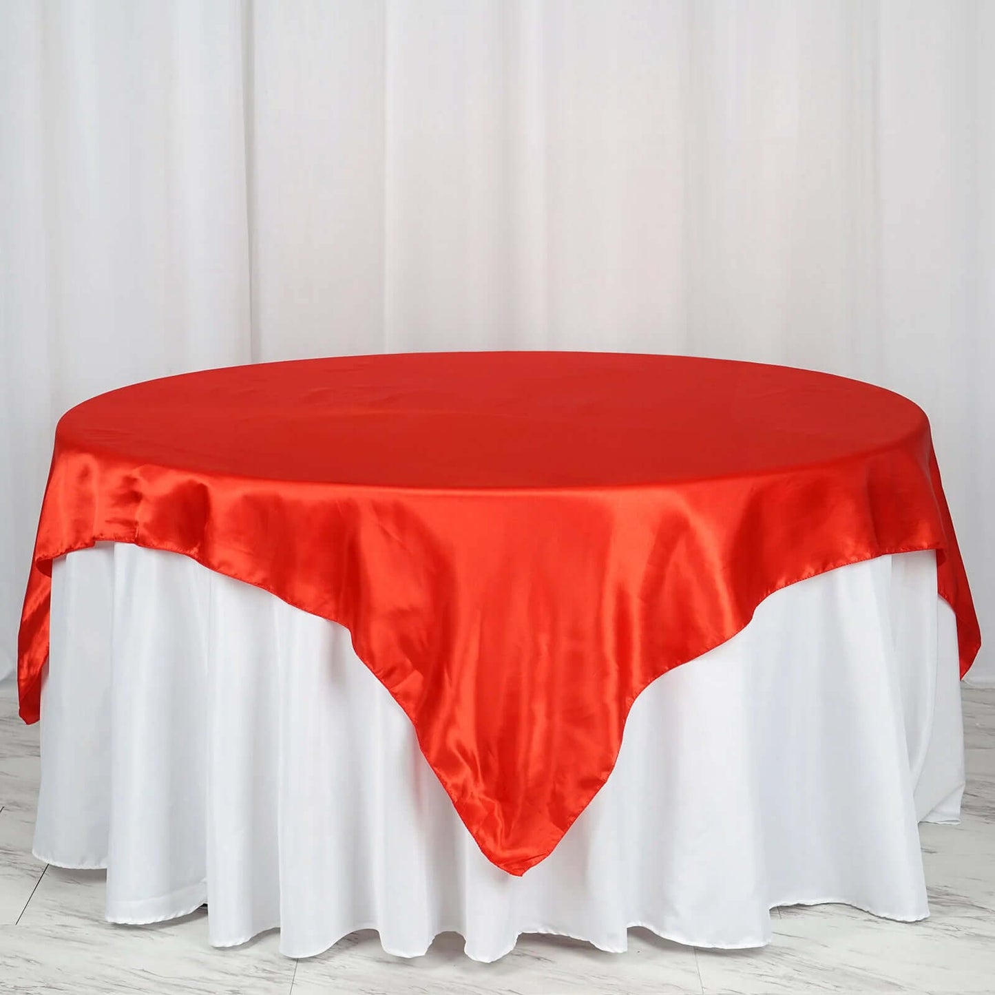 Satin 72"x72" Table Overlay Square Tablecloth Red - Smooth Finish Table Cover - NestOCart