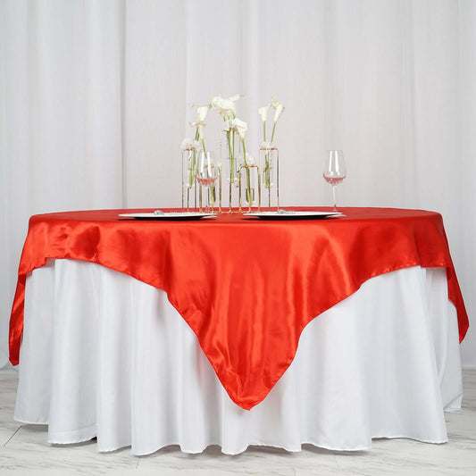 Satin 72"x72" Table Overlay Square Tablecloth Red - Smooth Finish Table Cover - NestOCart