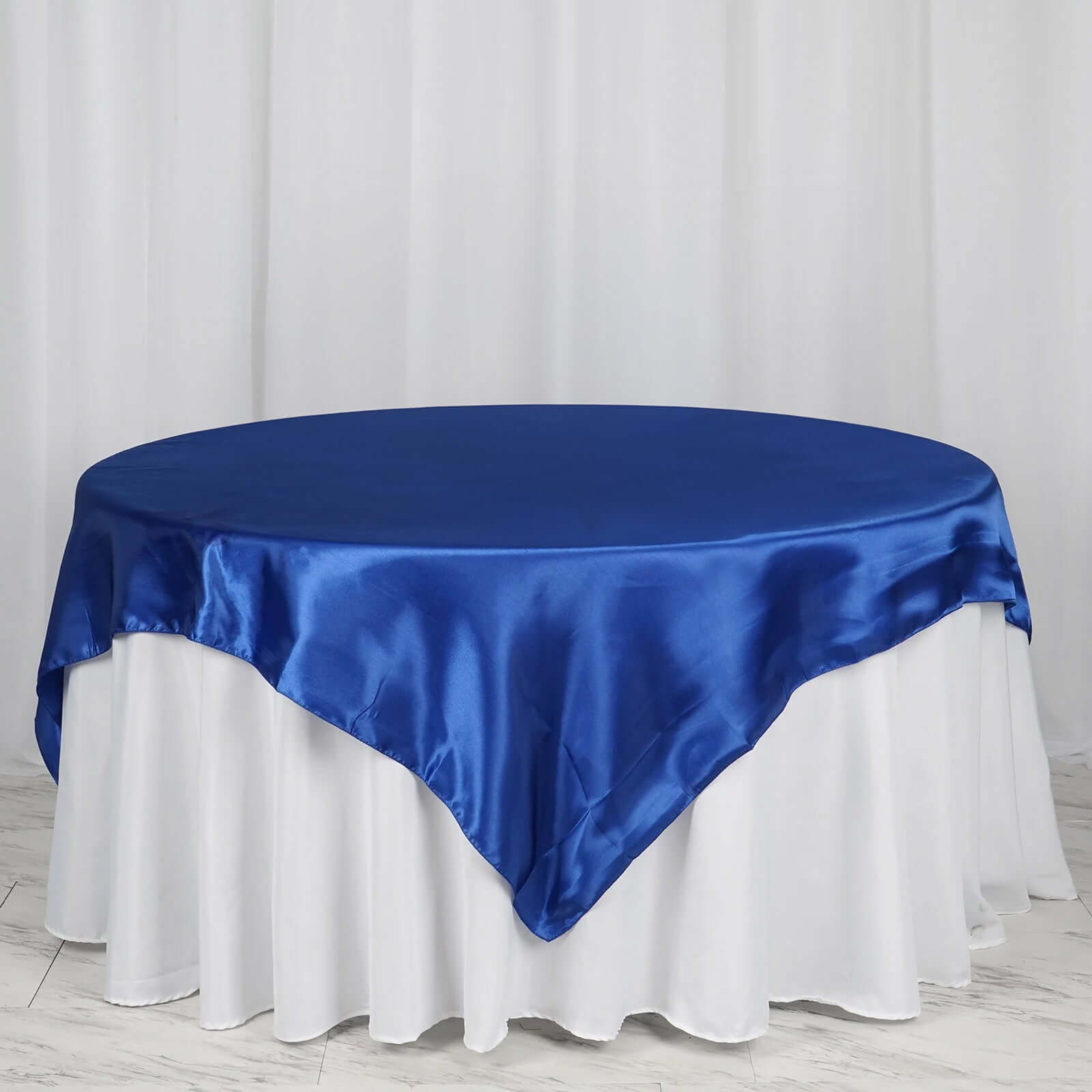 Satin 72"x72" Table Overlay Square Tablecloth Royal Blue - Smooth Finish Table Cover - NestOCart