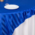 Satin 72"x72" Table Overlay Square Tablecloth Royal Blue - Stripe Table Topper - Bell Racket Store