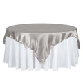 Satin 72"x72" Table Overlay Square Tablecloth Silver - Smooth Finish Table Cover