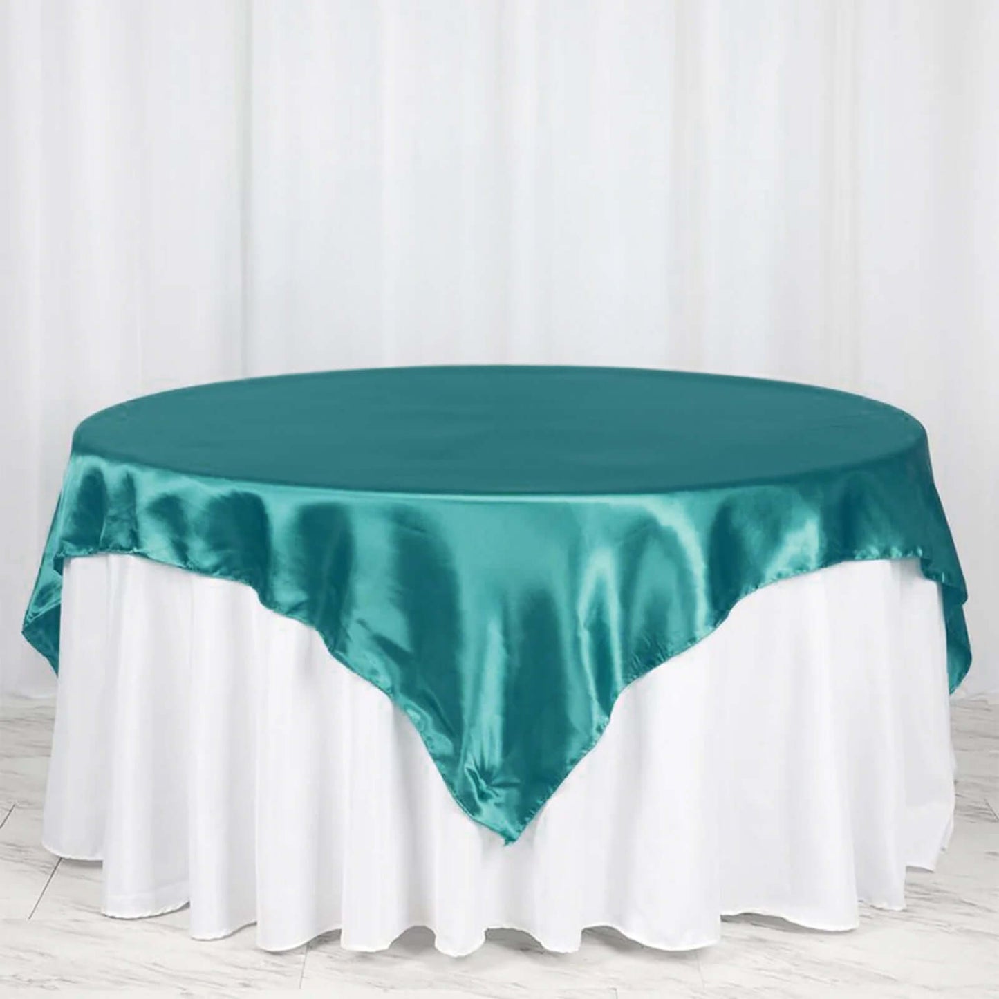 Satin 72"x72" Table Overlay Square Tablecloth Turquoise - Smooth Finish Table Cover - NestOCart