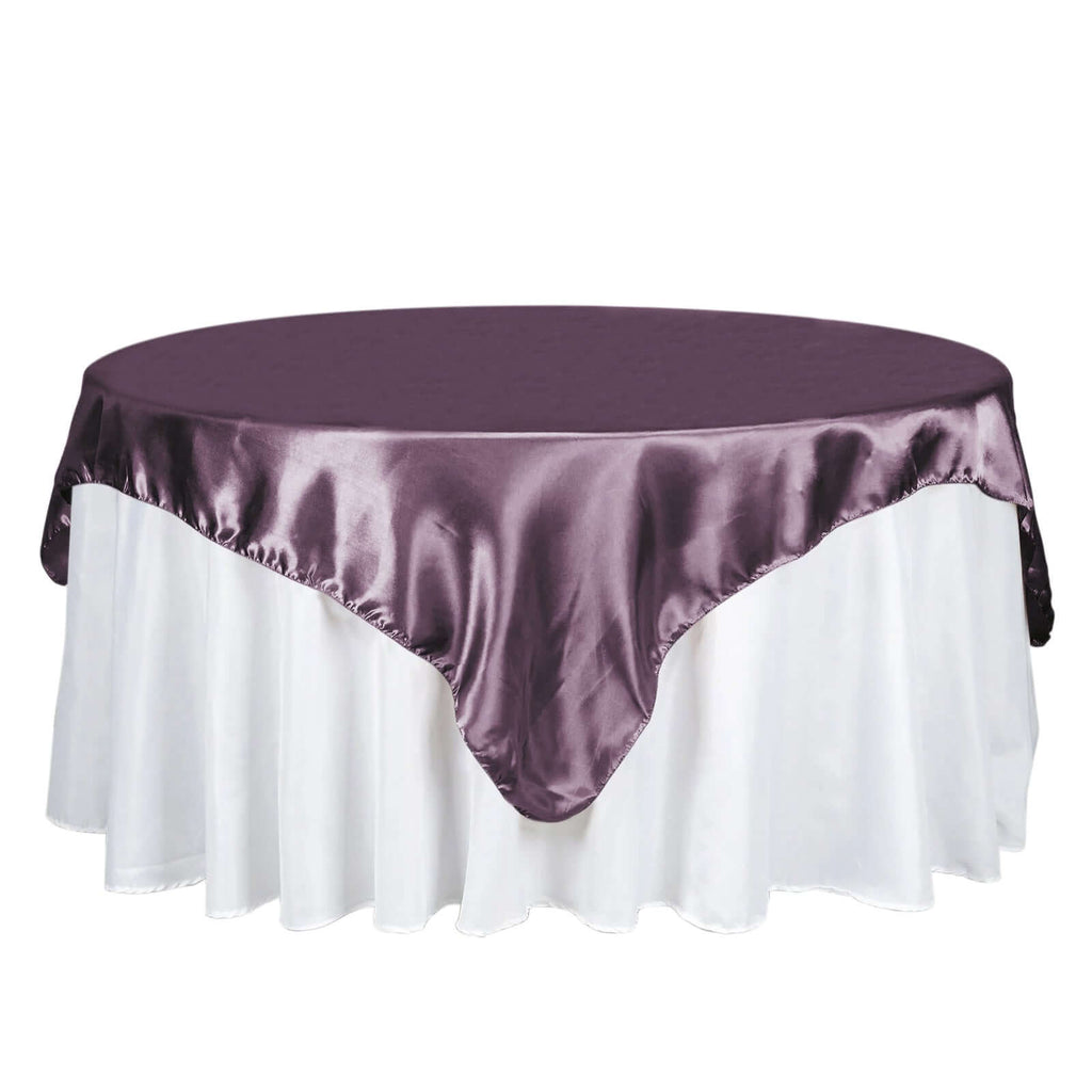 Satin 72"x72" Table Overlay Square Tablecloth Violet Amethyst - Smooth Finish Table Cover