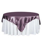 Satin 72"x72" Table Overlay Square Tablecloth Violet Amethyst - Smooth Finish Table Cover