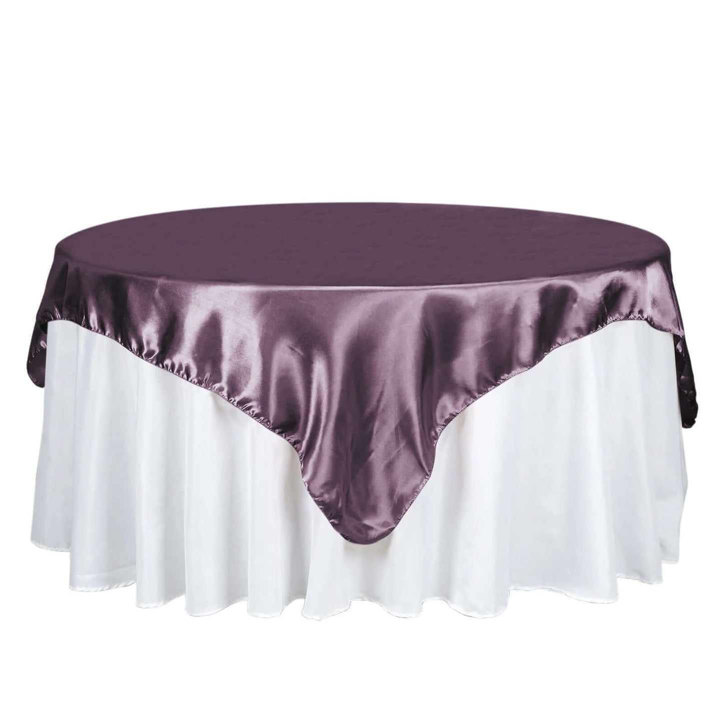 Satin 72"x72" Table Overlay Square Tablecloth Violet Amethyst - Smooth Finish Table Cover