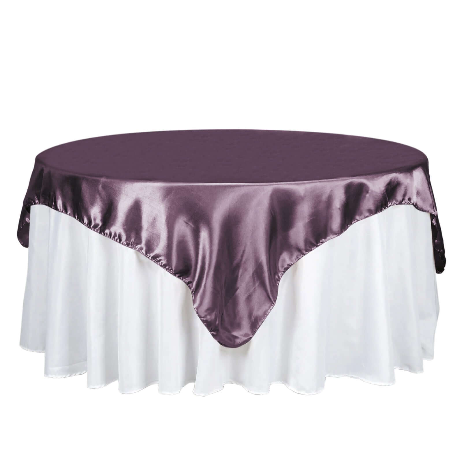Satin 72"x72" Table Overlay Square Tablecloth Violet Amethyst - Smooth Finish Table Cover