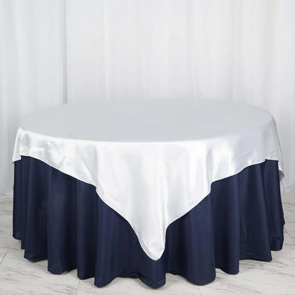 Satin 72"x72" Table Overlay Square Tablecloth White - Smooth Finish for Luxurious Events - NestOCart