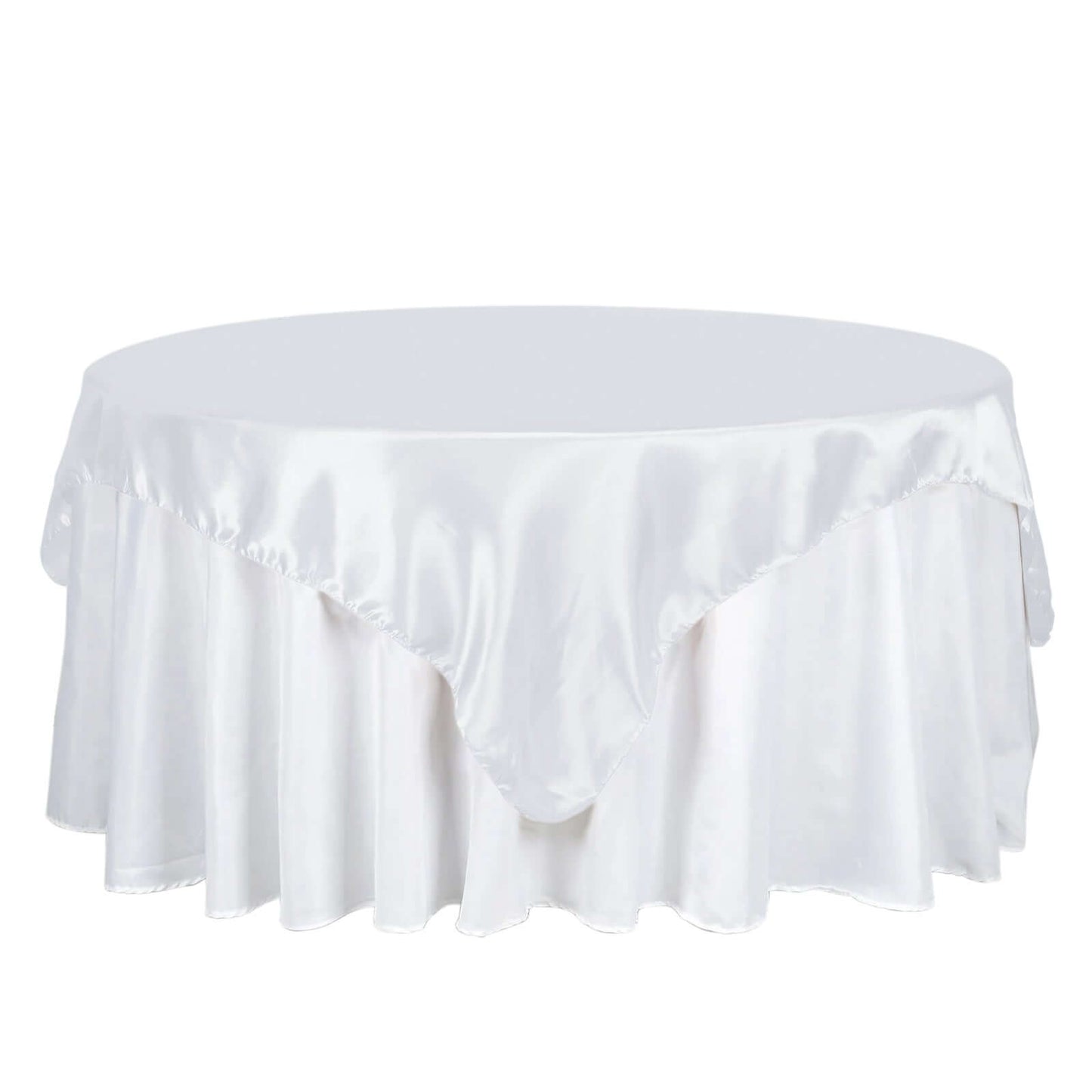 Satin 72"x72" Table Overlay Square Tablecloth White - Smooth Finish for Luxurious Events - NestOCart